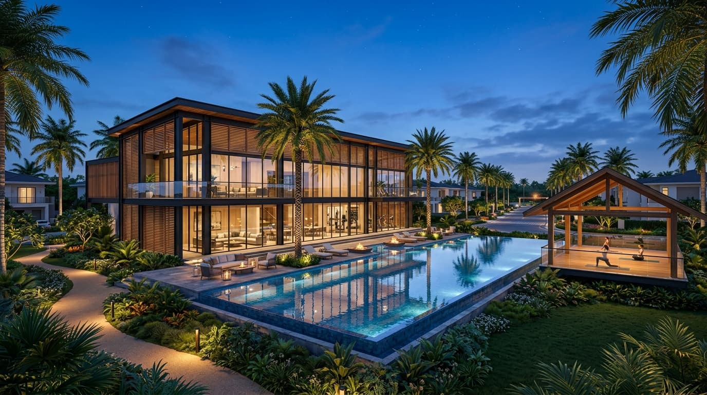 Illustrative amenities and lifestyle scene